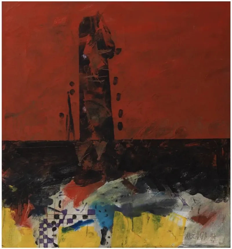Zahit Büyükişliyen, “Esrarlı Kule” — oil on canvas, 1994 — Marius Art Gallery
