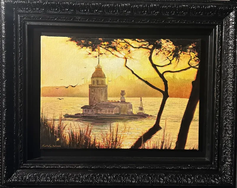 Mustafa Sekban, “Günbatımında Kızkulesi” — oil on canvas, 2026 — Marius Art Gallery