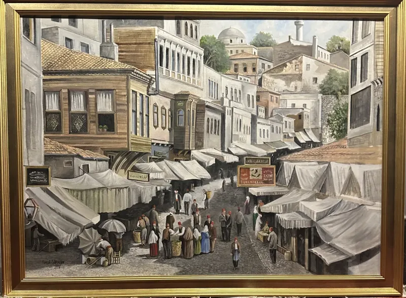 Faruk Günayer, “Tahtakale 1930” — oil on canvas, 2017 — Marius Art Gallery