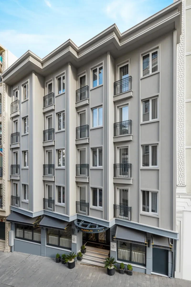 The facade of Hotel Marius on Orhaniye Avenue, Sirkeci, Istanbul